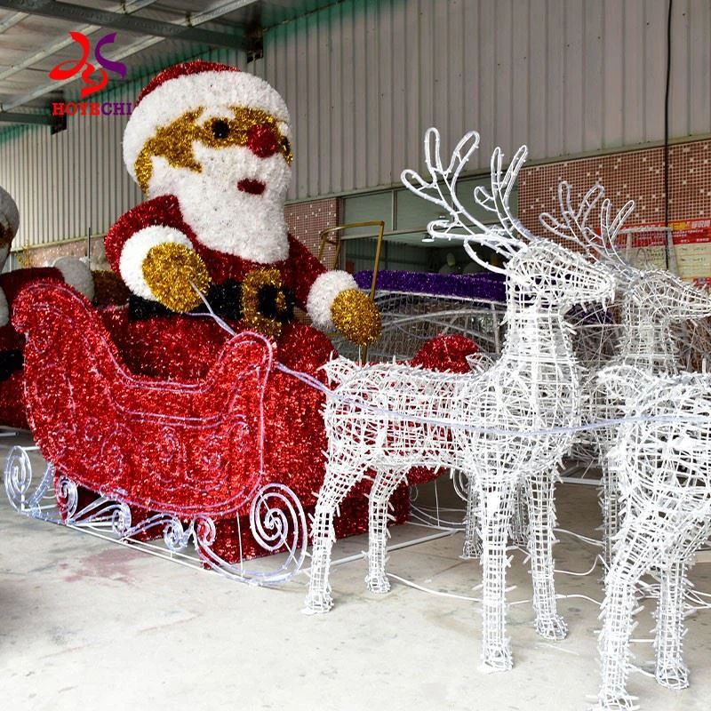 Christmas Deer With Cart LED Light Sculpture For Garden And Yard Decor